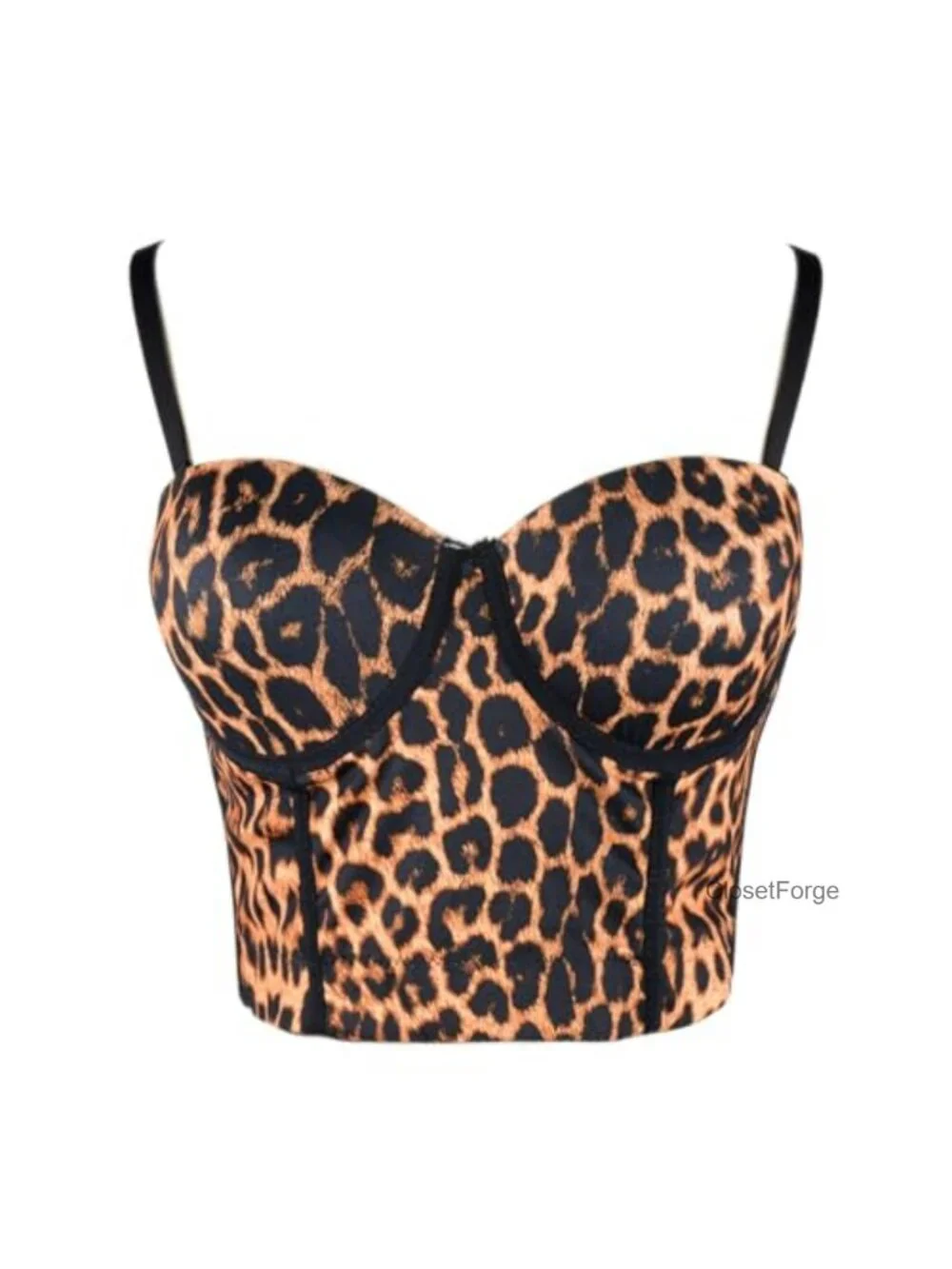 Corset Crop Top Sweetheart Neckline Leopard Print Bustier Sexy Sleeveless